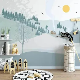 Wallpapers Custom Po Wallpaper 3D Valley Woods Small House Mural Children's Room Background Wall Painting Papel De Parede Infantil