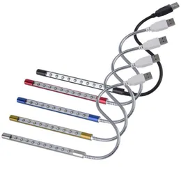 مصابيح الجدول 100pcs/Lot بالجملة الصغيرة مرنة 10 LED USB Light Computer Reading Lamp