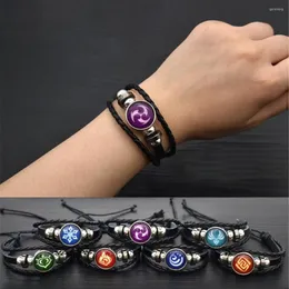 Charmarmband Lysande Genshin Impact Game Armband Vision Mönster Eye of God Läder Anime Handkedja för kvinnor Män smycken gåva