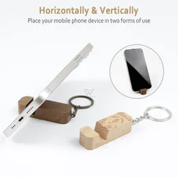 Custom Wood Metal Keyrings Engraving Logo Customized Phone Holder Car Key Ring Promotional Keychain