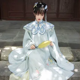 민족 의류 New Ming Dynasty 전통적인 Hanfu 여성 성인 우아한 긴 로브 중국 고전 댄스 무대 공연 드레스 DQL5959 G230428
