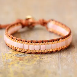 Chain Trendy Women ite Gold Plated Woven Leather Wrap Bracelet Bohemian Statement Healing Spiritual Jewelry Dropship 230511