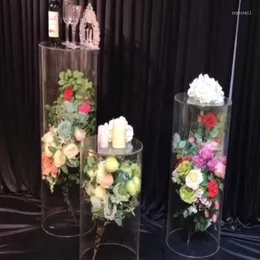 Decorazione per feste Supporto per fiori in cilindro con piedistallo a colonna in acrilico trasparente per eventi di nozze 290