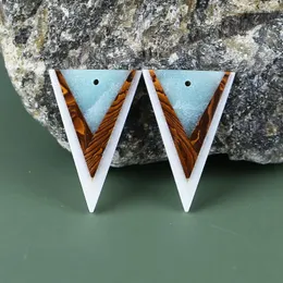 Loose Gemstones DIY Jewelry Accessories Triangle Amazonite White Jade Boulder Opal Eye Intarsia Gemstone Beaded Earrings 30x20x3mm6.6g