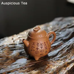 Monopods 170 ml Autentisk yixing rå malm Huang Slope Mud Handmade Threelegged TripoD Purple Clay Teapot Kung Fu Tea Set Tea Ceremony Gift