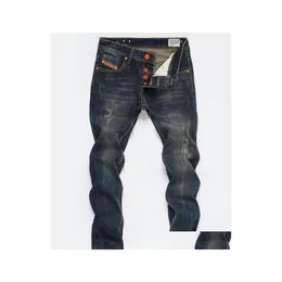 Herr jeans designer herr mager casual lyx män mode dog rippad smal motorcykel moto cyklist denim hip hop drop leverans appare dhrd5