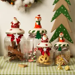 보관 병 항아리 유리 사탕 항아리 뚜껑 말린 과일 유럽 로마 설탕 그릇 유르트 간식 봉인 용기를 가진 크리스마스 선물