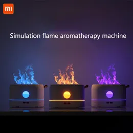 加湿器Xiaomi Flame Effect Air Hymidifier 1/3/5H USBスマートタイミングLED電動アロマセラピーディフューザーシミュレーション火炎加湿器