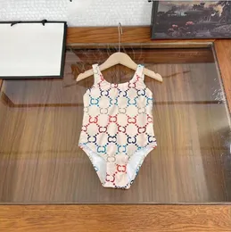 Söta sommartjejer Märke One-Pieces Bikini Baddräkt Bokstäver Tryckta Barn Småbarn Ärmlös väst Baddräkter Baby Girl Strandbadkläder Barn Badkläder