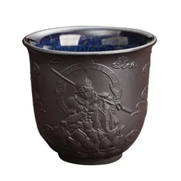 Teaware 2st/Pack Zisha Kiln Transmutation Large Master Cup Ceramic Kungfu Baifu Tea Cup Single Cup Hand Build Heart Sutra Cup 170ml
