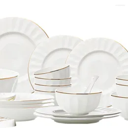 Dinnerware Sets Placas de jantar com pratos de jantar completo Tigela de sopa Vintage Platter de porcelana Placas de microondas Platão de Cena Bone China