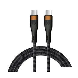 Cell Phone Cables 3A 60W Fast Charging Mobile S Cord Nylon Braided Qc 3.0 Type C To Typec Micro Usb Data 20W Finger Print Design Dro Dhwa3