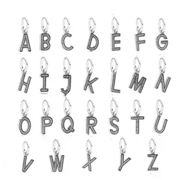 925 Sterling Silver Dangle Charm Mother's Day Twenty Six Letter Series Bead Fit Pandora Charms Bracelet DIY Jewelry Accessories
