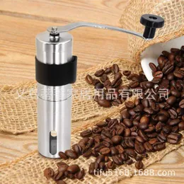 Manual Coffee Grinders Silver Coffee Grinder Mini Stainless Steel Hand Manual Handmade Coffee Bean Burr Grinders Mill Kitchen Tool Grinders 230512