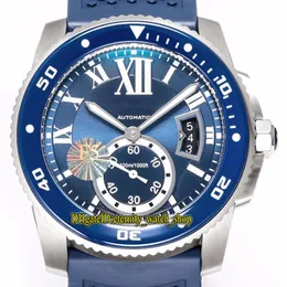 Versione TW F5 Calibro De WSCA0011 Cal 1904-PS MC Automatico quadrante blu con data grande Orologio da uomo luminoso Lunetta in ceramica Sport in gomma 288u