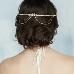 Bling Crystal Hair Clip łańcuch Tassel Pin Nowy wielowarstwowy noryzowany nr wstawki ślubne Combie