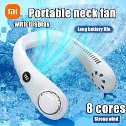 Fans New Xiaomi Portable Hanging Neck Fan Bladeless USB Rechargeable Leafless Neck Fans Mute Sports Outdoor Wearable Neckband Fan