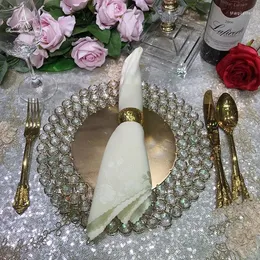 Party Decoration Wholesale 3-tier Crystal Beads Glass Charger Plates Dinner Round Dishes Saucer 13 Inch Wedding