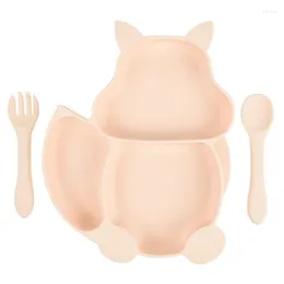Flatware Sets Tableware Accessories Baby Cutlery Safe Childrens Feeding -grade High Toughness Squirrel Dinner Plate Set