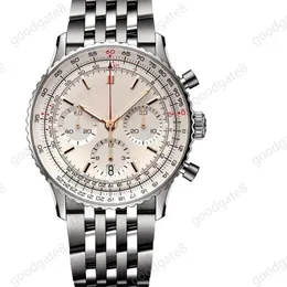 Moda tam fonksiyon izleme navitimer b01 lüks saatler iş kaplamalı gümüş montre femme narin aydınlık erkekler saat safir 50mm xb010 c23