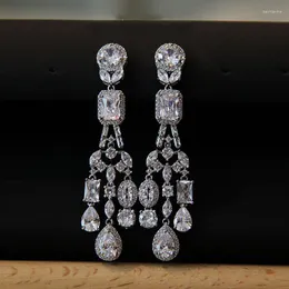 Dangle Earrings Luxury Zircon Bridal Cubic Zirconia Wedding Drop erring for Bridesアクセサリー女性パーティーイブニングドレスジュエリー