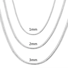 40-75 cm 925 srebrne srebrne 1 mm/2 mm/3 mm solidny łańcuch węża dla mężczyzn damskie biżuteria modowa do wisiorka bezpłatna wysyłka