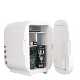 Kylskåp 220V 110V och 12V 8L Hembilsbil med dubbla användningar Kylskåp Mini Kylskåp för kosmetisk skönhet Skinvård LED -lätt förvaringskylare varmare