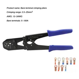 Screwdrivers Crimping Pliers Cable Lug Crimper Tool Bare Terminal Hand Tool 2.525mm 5100A Copper Nose Bare Terminal Crimping Plier 133AWG
