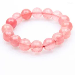 Bracelets de charme 6 8 10mm 12mm adorável morango de cor de cristal de quartzo de quartzo pulsecha vermelha rosa rosa natural cura para mulheres presentes de garotas