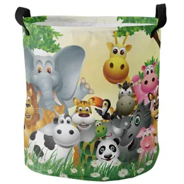 Organizzazione Elephant Lion Giraffe Panda Piggy Forest Basket Lavanderia Difficito Organizzatore Cesto Cesto Abbigliamento per bambini Cesto di stoccaggio giocattolo per bambini