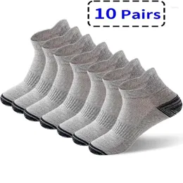 Erkek çorap 10 çift yüksek kaliteli erkekler pamuk yaz sporları nefes alabilen ayak bileği örgü gündelik atletik ince kesim kısa Sox boyutu 38-45
