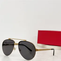 새로운 패션 디자인 조종사 선글라스 0354S 금속 반쪽 프레임 더블 브리지 장식 스프링 힌지 사원 간단한 스타일 다목적 UV400 보호 안경
