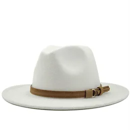 Vintage Fedora Hat Men kobiety imitacja wełniana elegancka dama szeroka rdzeń jazz panama sombrero cap m03261o
