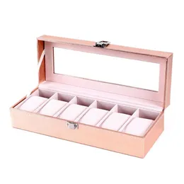 Oglądaj pudełka Pudełka Specjalna etui dla kobiet dziewczyna przyjaciółka zegarki na nadgarstki Pudełko Przechowywanie Pink PU skóra302t