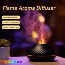 Appliances Volcanic Aroma Diffuser Air Humidifier Flame USB Aromatherapy Essential Oil Difusor with Colorful Lamp Office Bedroom Fragrance