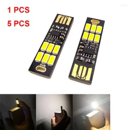 Strips 5pcs 6 LED Pocket Lamp Bulb Mini Night Light Portable USB Touch Dimmer Power Bank Computer Laptop