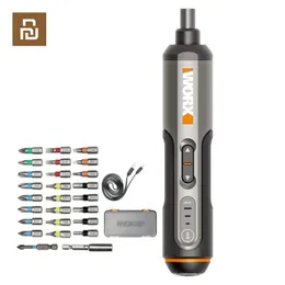 Аксессуары Youpin Worx 4V Mini Electrical Electrical Outcriver Set WX240 беспроводная электрическая отвертка USB -заряжаемая ручка с 26 -битным набором тренировки