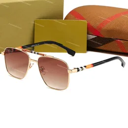 النظارات الشمسية الكلاسيكية مصمم رجال النظارات الشمسية الفاخرة BB Sunglass Trendy Metal Square Frame Growgles Gold Silver Retroses مع نظارات شمس بالجملة