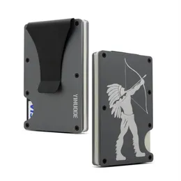 Aluminium Slim Front Pocket Wallet Minimalist RFID Blockering Kreditkortshållare med pengarklipp för MEN297B
