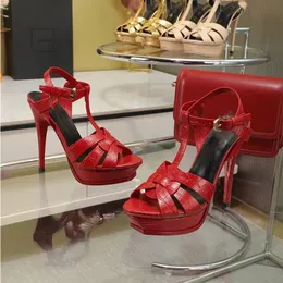 Designer högklackade sandaler Saint Paris klänning Klassiska kvinnors bröllopsmiddagskor 13 cm högklackade kohudvävda kvinnors skor