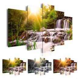 Stich Huacan Full Drill Square Diamond Painting 5pcs/Set Landscape Diamond Kunst Stickerei Wasserfall Landschaft Multipicture Wohnkultur