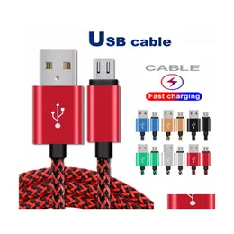 Cell Phone Cables 2A Usb S Type C Data Sync Charging Adapter Thickness Strong Braided Micro Drop Delivery Phones Accessories Dhs3S