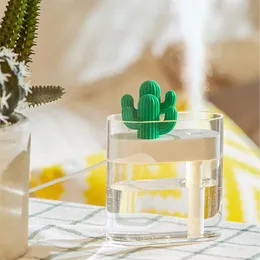 Appliances 160ML Ultrasonic Air Humidifier Clear Cactus Color Light USB Clear Cactus Shape Air Humidifier Purifier Aroma Diffusor