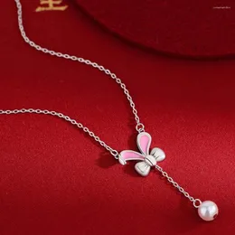 Pendant Necklaces Stylish Women Necklace Lightweight Exquisite Anti-rust Sweater Chain Faux Pearl Clavicle Dress Up