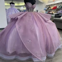 Mor Prenses Quinceanera Elbiseler 2024 Seksi Tatlım Balo Elbise Tatlı 16 Uzun Tren Vestidos 15 Anos Özel Yapımı Pageant Miss