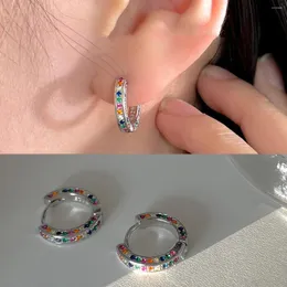 Kolczyki obręcze kolorowe akcesoria do ucha cyrkonu dla kobiet mężczyzn błyszczący pierścień zapięcie mody para biżuterii prezent