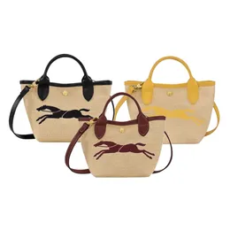 DHgate Luxury Longchamp Weave Tote Bag Designer Womens Straw Canvas Handbag with Crossbody Strap Mini Pochette for Travel Beach Bags Luggage Accessories