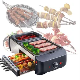 1800W Household Electric Grill Pot Barbecue Grill Machine Household Elecitrc BBQ Furnace Griddle with pot Cooker220V322y