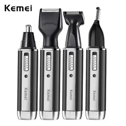 Trimmers Kemei 4in1 قابلة لإعادة الشحن القابل للأنف لحية لحية القطع الرجال micro ماكرو الحواجب شعر الأنف الأنف والمنظف الأذن مجموعة نظافة الأذن