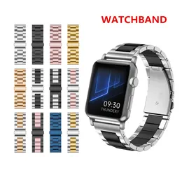 Smart Straps Wristband 3 Beads Stainless Steel Bracelet Link Band Metal Strap Bands Watchband for Apple Watch Series 2 3 4 5 6 7 8 SE Ultra iWatch 38 40 41 42 44 45 49mm